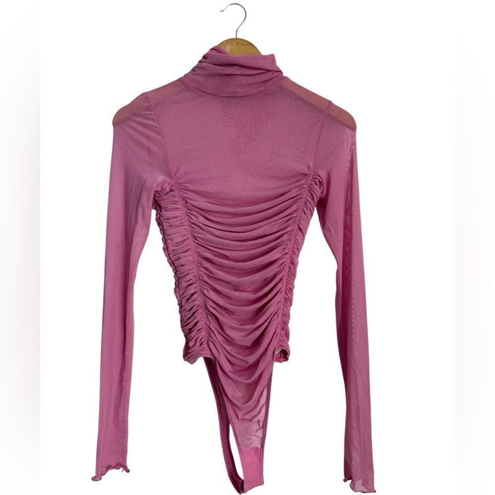 NWOT Free People Pink Mesh Bodysuit - Picture 3 of 4